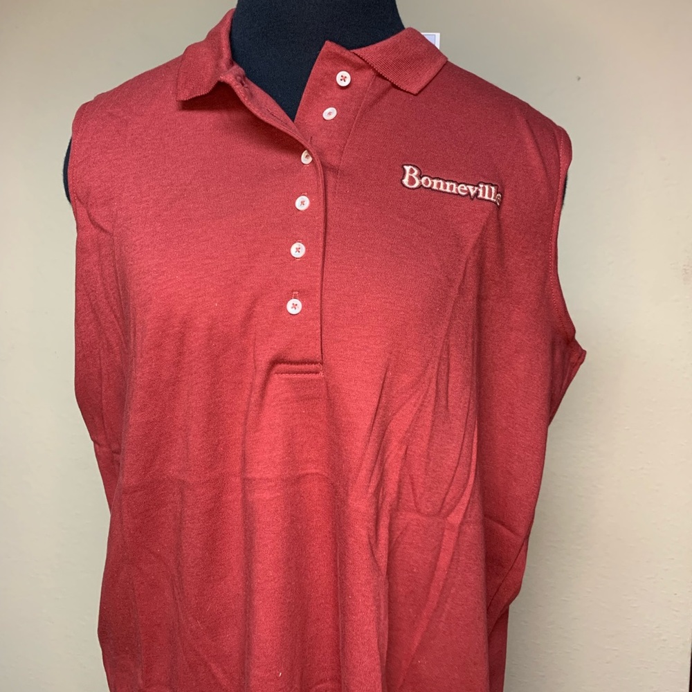 Sleeveless Polo Style Brick Red Size Large 100% Cotton NEW Bonneville Brand